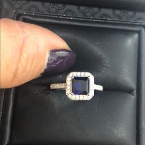 La Fonn Sapphire Princess Cut CZ Ring,Sz 6, NWT